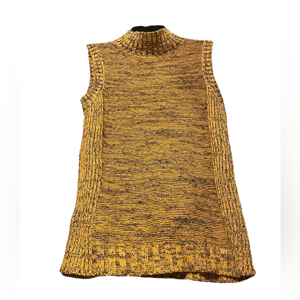 Nine West | Medium | Sweater Yellow/Orange Mock Neck Knit Sleeves